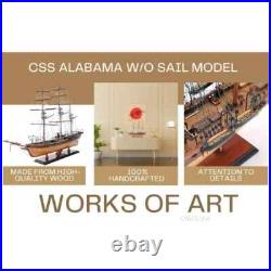 CSS Alabama witho Sail Handcrafted Wooden Ship Model With Masts & Metal Cannons