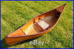 Canoe Cedar Strip with Ribs & Paddle 6 Wood Model For Display Only Assembled