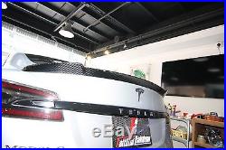 Carbon fiber rear trunk spoiler twin fin ships design fit for Tesla Model S