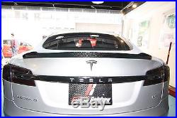Carbon fiber rear trunk spoiler twin fin ships design fit for Tesla Model S