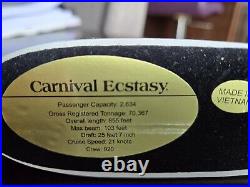 Carnival Ecstasy Ship Model In Resin New In Box. 10. Retired Ship. Rare Find