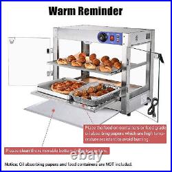 Commercial Restaurant 2-Grids Square Food Display Desktop Heated Cabinet 110V