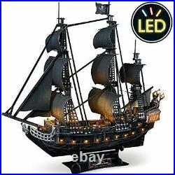 CubicFun 3D Puzzle for Adults LED Pirate Ship Puzzles Sailboat Vessel Model