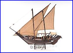 DHOW MEDIUM Ship Model Wooden Model Ship with Hand-Stitched Sails & Frame