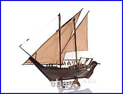 DHOW MEDIUM Ship Model Wooden Model Ship with Hand-Stitched Sails & Frame