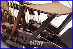 DHOW MEDIUM Ship Model Wooden Model Ship with Hand-Stitched Sails & Frame