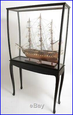 DISPLAY STAND CASE for Tall Ship Yacht Boat Models Decor Wood & Plexiglass Floor