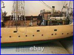 Danmark Tall Sailing Ship Old Model Wooden Boat For Restoration Vintage