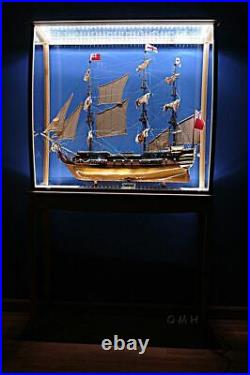 Display Case Cabinet With LED Lights Wood and Acrylic for Tall Ships Yacht Boats