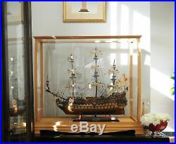 Display Case for Midsize Tall Ship Clear Finish Model Display