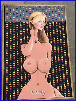FEMALE NUDE SUPER MODEL PAINTING FOR MAN CAVE 16 X 24 In Canvas Framed Free Ship