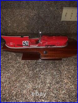 Ferrari Hydroplane Arno XI Hydroplane Boat 50cm Handmade Red Wooden Scale Model