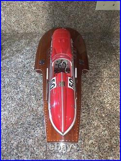 Ferrari Hydroplane Arno XI Hydroplane Boat 50cm Handmade Red Wooden Scale Model