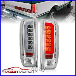 For 1989-1997 Ford F150 F250 F350 C-Shape LED Clear Chrome Taillights Brake Lamp
