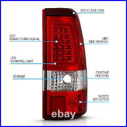 For 2003-2006 Chevy Silverado 1500 2500 3500 Red LED Tube Tail Lights Lamps