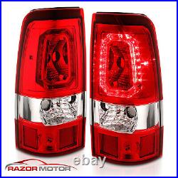 For 2003-2006 Silverado 04-06 GMC Sierra Red Clear LED Taillights Left+Right