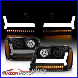 For 2006-2009 Trailblazer Black Headlights LED bar Headlight pair