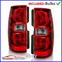 For 2007-2014 Chevy Suburban Tahoe Red Clear Replacement Tail Lights Lamp Pair