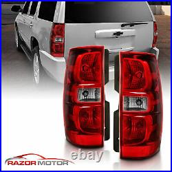 For 2007-2014 Chevy Suburban Tahoe Red Clear Replacement Tail Lights Lamp Pair