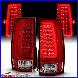 For 2007-2014 Chevy Suburban Tahoe Yukon Red LED C-Tube Tube Tail Lights Lamps
