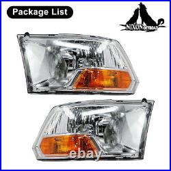 For 2009-2018 Dodge Ram 1500 2500 3500 Headlights Front Headlamps Pair Chrome
