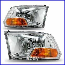 For 2009-2018 Dodge Ram 1500 2500 3500 Headlights Headlamps Chrome Assembly Pair