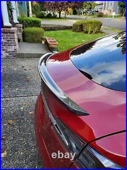 For 2012-21 Tesla Model S OE Factory Trunk Lid Spoiler Wing Glossy Carbon Fiber
