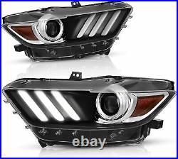 For 2015 2016 2017 Ford Mustang Headlights Projector Headlamps HID Xenon LED DRL