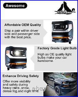 For 2016-2019 Chevy Silverado 1500 Xenon/HID Model LED DRL Projector Headlights