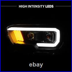 For 2016-2023 Toyota Tacoma TRD/Limited LED DRL Tube Black Projector Headlights