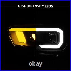 For 2016-2023 Toyota Tacoma TRD/Limited LED DRL Tube Switchback Black Headlights