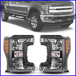 For 2017 2018 2019 2020 Ford F250 F350 Super Duty Headlights Black Clear Lens