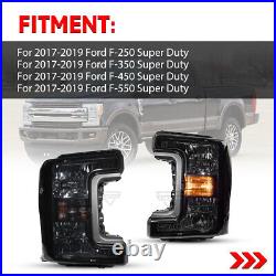 For 2017-2019 Ford F250 F350 F450 F550 Super Duty Black Smoke Corner Headlights