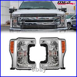For 2017-2019 Ford F250 F350 F450 Super Duty Chrome Clear Projector Headlights