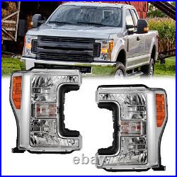 For 2017-2019 Ford F250 F350 F450 Super Duty Chrome Projector Headlights PAIR