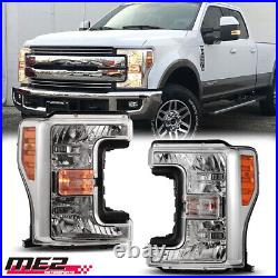 For 2017-2019 Ford F250 F350 F450 Super Duty Halogen Chrome Clear Headlights