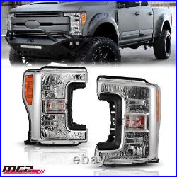 For 2017-2019 Ford F250 F350 SuperDuty Truck Halogen Chrome Clear Headlights
