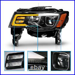 For 2017-2019 Jeep Grand Cherokee Black Projector switchback headlights