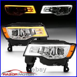 For 2017-2019 Jeep Grand Cherokee Chrome Projector switchback headlights