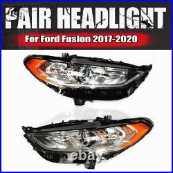 For 2017-2020 Ford Fusion Halogen with LED Headlight Headlamp Left + Right Pair