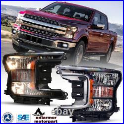 For 2018 2019 2020 Ford F150 Pickup Headlights HeadLamps Pair Halogen Model