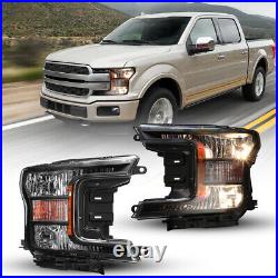 For 2018 2019 2020 Ford F150 Pickup Headlights HeadLamps Pair Halogen Model