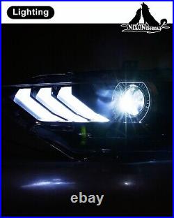 For 2018-2021 Ford Mustang LED Headlamp withDRL Model Projector Black Headlamps