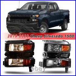 For 2019-2022 Chevy Silverado 1500 Headlights Front Balck Clear Driver Side Lamp