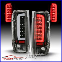 For 89-97 Ford F150 F250 F350 Bronco Red C-Shape LED Black Taillights Brake Lamp