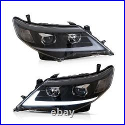 For Toyota Camry 12-14 Front LED Strip DRL Projector Headlight Replacement LH+RH