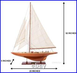 Fully Assembled Enterprise 1930 America's Cup Yacht Wood Model 25 Sailboat New