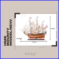 HMS Bounty New Tall Ship Model Handcrafted Wooden Ship With Lifeboats & Anchors