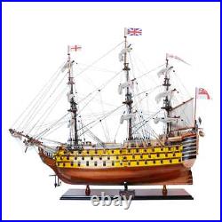 HMS Victory Painted Handcrafted Ship Model With Linen Sails & Wooden Rudder HMS Victory Painted Handcrafted Ship Model With Linen Sails & Wooden Rudder