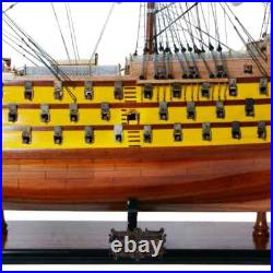 HMS Victory Painted Handcrafted Ship Model With Linen Sails & Wooden Rudder
